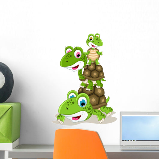 Happy Family of Turtle Cartoon Wall Decal