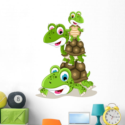 Happy Family of Turtle Cartoon Wall Decal