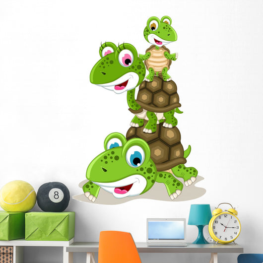 Happy Family of Turtle Cartoon Wall Decal
