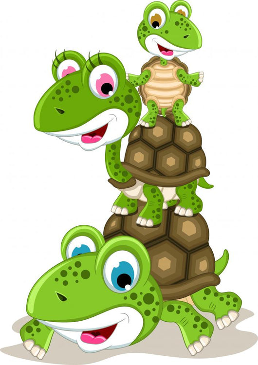 Happy Family of Turtle Cartoon Wall Decal