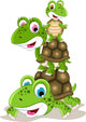 Happy Family of Turtle Cartoon Wall Decal