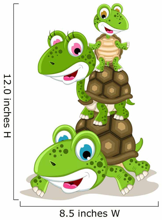 Happy Family of Turtle Cartoon Wall Decal
