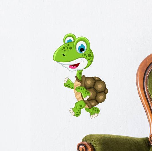 cute turtle cartoon walking Wall Decal