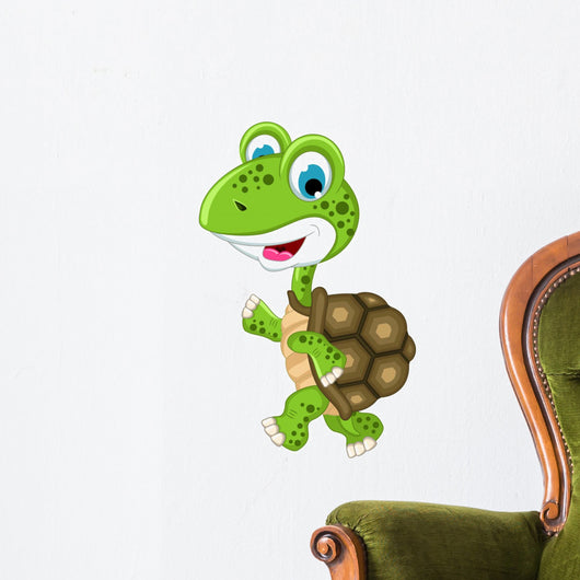 cute turtle cartoon walking Wall Decal