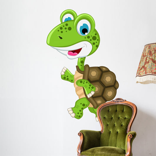 cute turtle cartoon walking Wall Decal