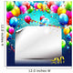 Colorful birthday background with balloons and empty paper 