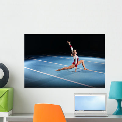 Portrait Young Gymnasts Competing Wall Decal shown on a wall