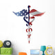Caduceus Medical Symbol with USA Flag Illustration 