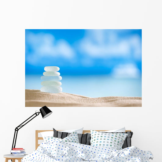 sea glass seaglass with ocean , beach and seascape Wall Mural