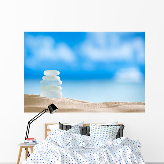 sea glass seaglass with ocean , beach and seascape Wall Mural