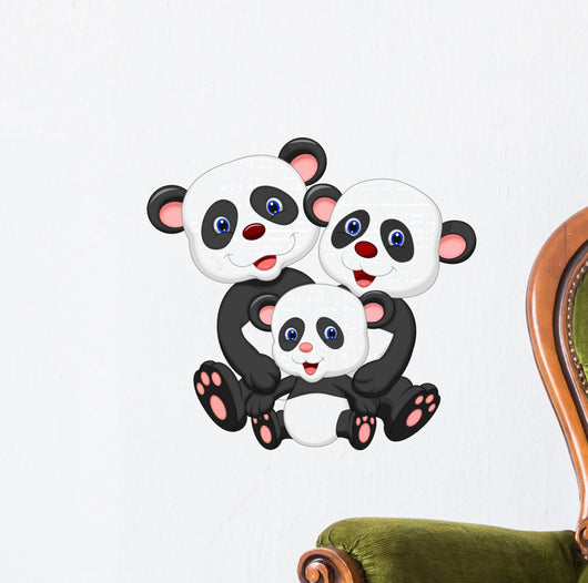 Panda bear family cartoon Wall Decal