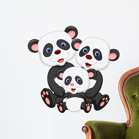 Panda bear family cartoon Wall Decal