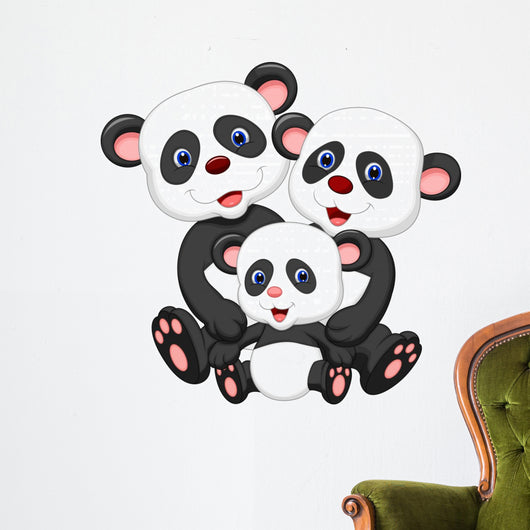 Panda bear family cartoon Wall Decal