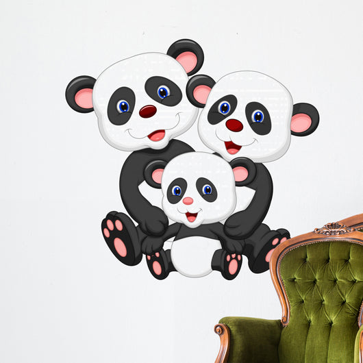 Panda bear family cartoon Wall Decal
