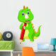 Cute dinosaur cartoon holding red pencil Wall Decal
