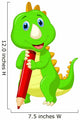 Cute dinosaur cartoon holding red pencil Wall Decal