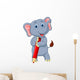 Cute elephant cartoon holding red pencil Wall Decal