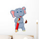 Cute elephant cartoon holding red pencil Wall Decal