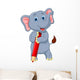 Cute elephant cartoon holding red pencil Wall Decal