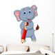 Cute elephant cartoon holding red pencil Wall Decal