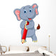 Cute elephant cartoon holding red pencil Wall Decal