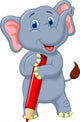 Cute elephant cartoon holding red pencil Wall Decal