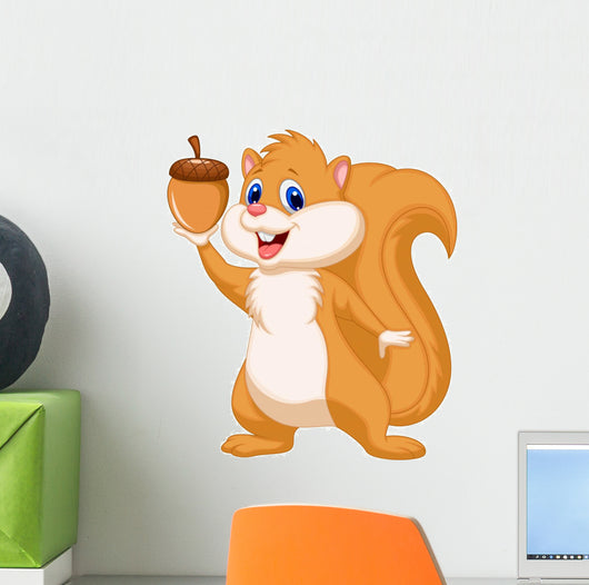 Squirrel cartoon with nut Wall Decal