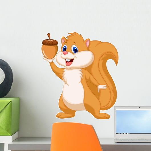Squirrel cartoon with nut Wall Decal