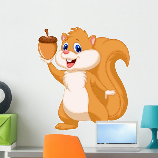 Squirrel cartoon with nut Wall Decal