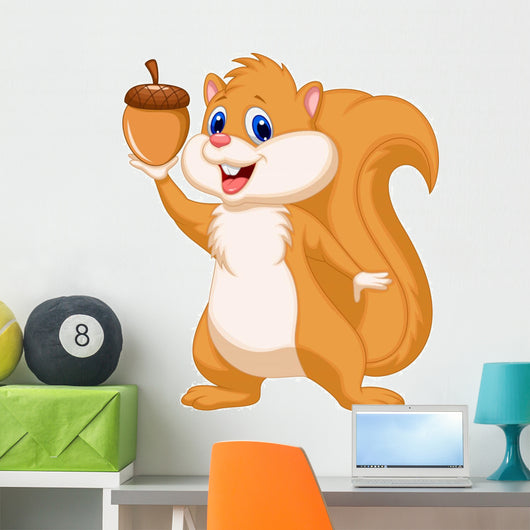 Squirrel cartoon with nut Wall Decal