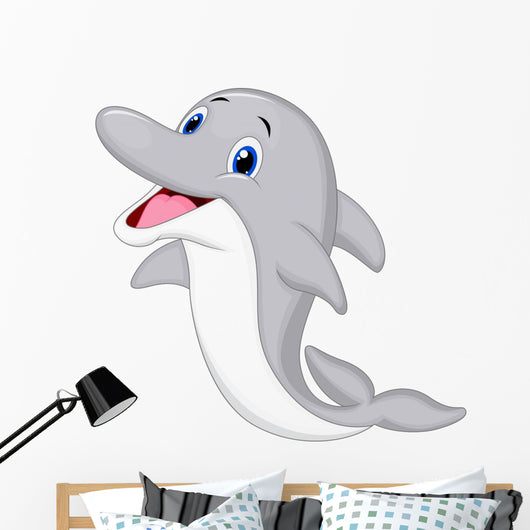 Cute dolphin cartoon Wall Decal