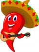 Chili pepper mariachi wearing sombrero playing a guitar Wall Decal