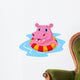 Hippo floating on an inflatable circle in the pool Wall Decal