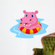 Hippo floating on an inflatable circle in the pool Wall Decal