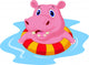 Hippo floating on an inflatable circle in the pool Wall Decal