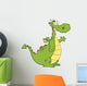 Green Dragon Cartoon Mascot Character Waving For Greeting Wall Decal