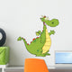 Green Dragon Cartoon Mascot Character Waving For Greeting Wall Decal