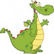 Green Dragon Cartoon Mascot Character Waving For Greeting Wall Decal