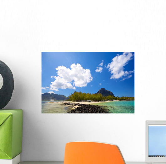 Tropical lagoon on south coast of Mauritius Island Wall Mural