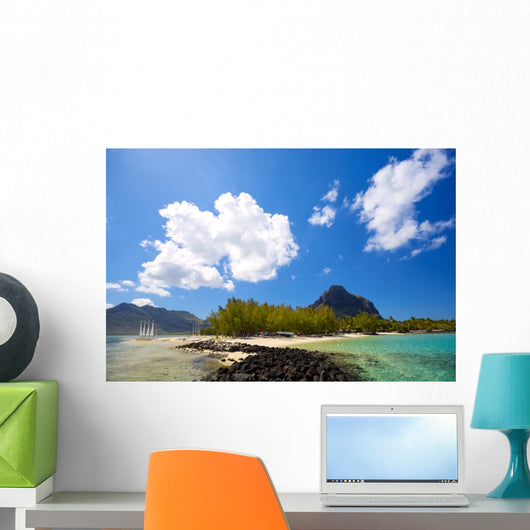 Tropical lagoon on south coast of Mauritius Island Wall Mural