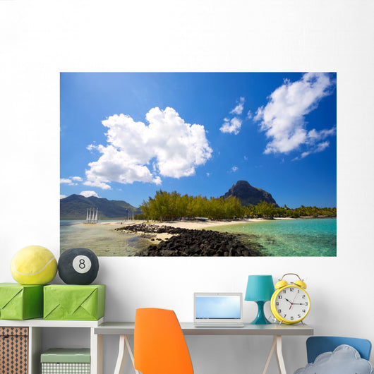 Tropical lagoon on south coast of Mauritius Island Wall Mural