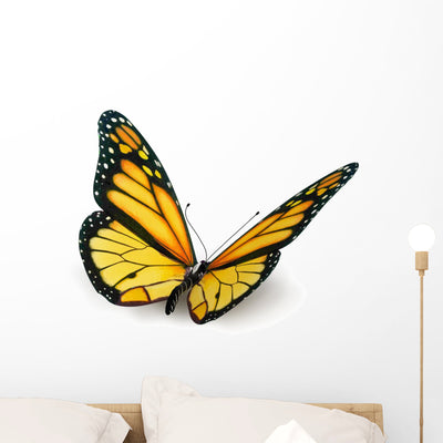 Yellow Butterfly Wall Decal shown on a wall
