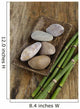 Zen Stones in Wooden Bowl and Green Bamboo Grove on Old Wood Wall Mural