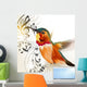 Music vector background with humming bird and notes 