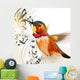 Music vector background with humming bird and notes 
