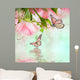 Beautiful roses and butterfly, flower, floral background Wall Mural
