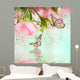 Beautiful roses and butterfly, flower, floral background Wall Mural