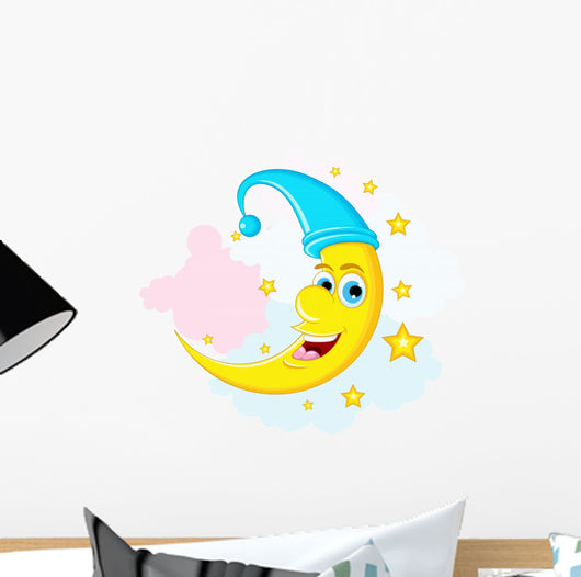 Star And Moon cartoon Wall Mural