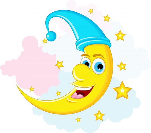 Star And Moon cartoon Wall Mural