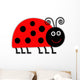 Cute Cartoon Lady Bug. Isolated. Wall Decal
